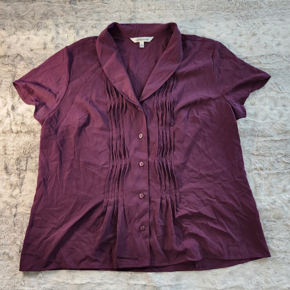 croft & barrow Plum Short-Sleeve Button Front Blouse
